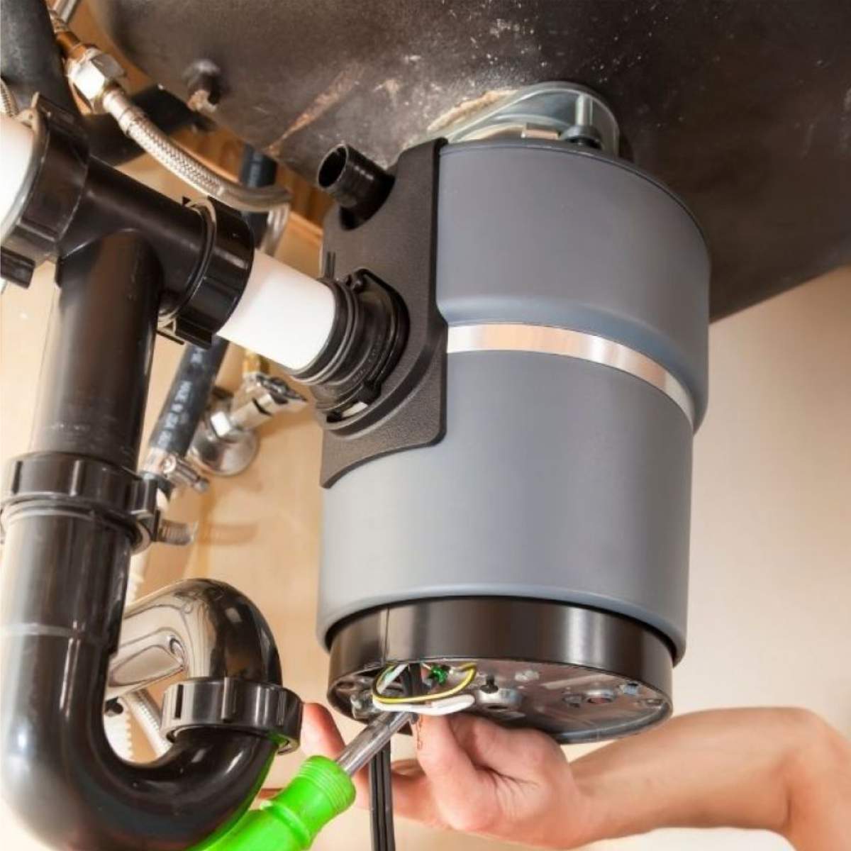 Kitchen sink with garbage disposal